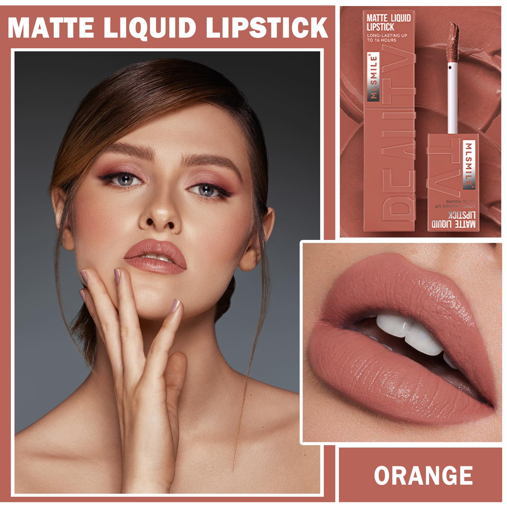 QIUFSSE Matte Liquid Lipstick for Women Super Stay Smudgeproof Lip Gloss Highly Pigmented Color Lip Stain Tint,Professional Daily Lip Makeup-02# Cheeky