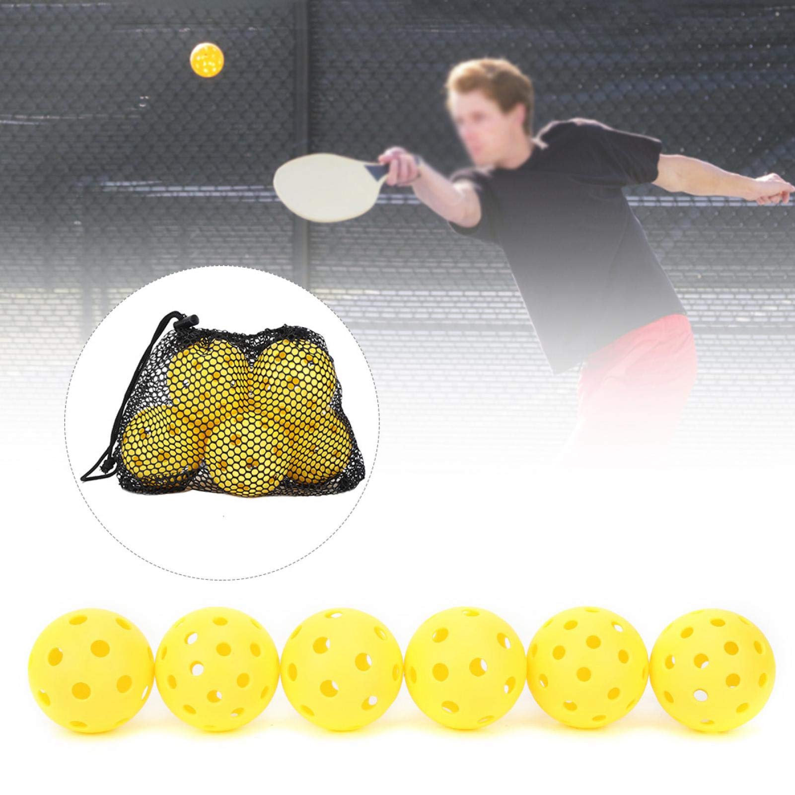Demeras Piłki Pickleball do użytku wewnątrz i na zewnątrz, ochrona środowiska, PE High Bounce Pickleball z torbą siatkową