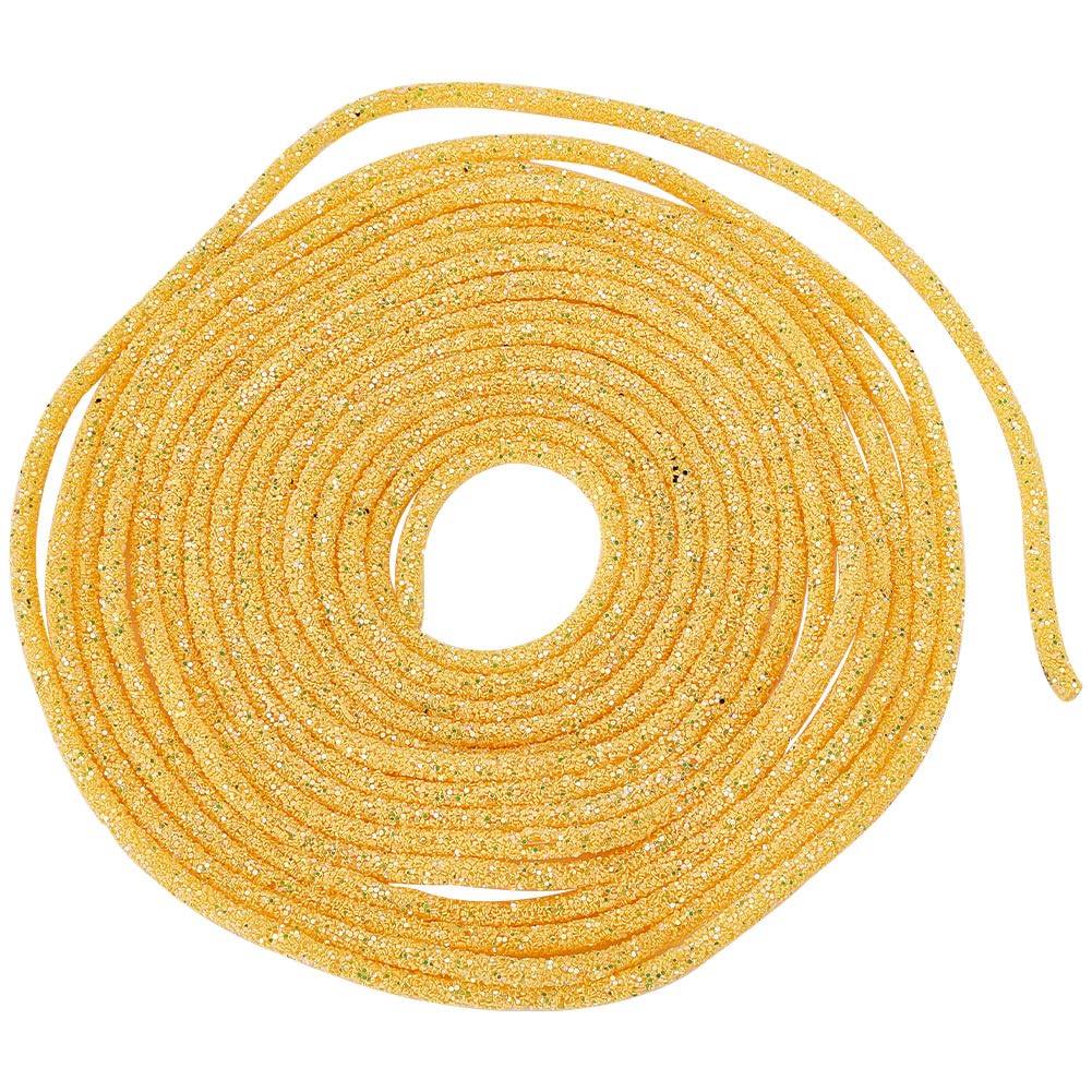 GOMAKERER 10 Yards Sequins PVC Ropes 5mm, Yellow Tubular Synthetic Rubber Cord Tube Sequin Trimming Bling Shiny Sequins Rope for Wedding Dress Costume Hair Accessory