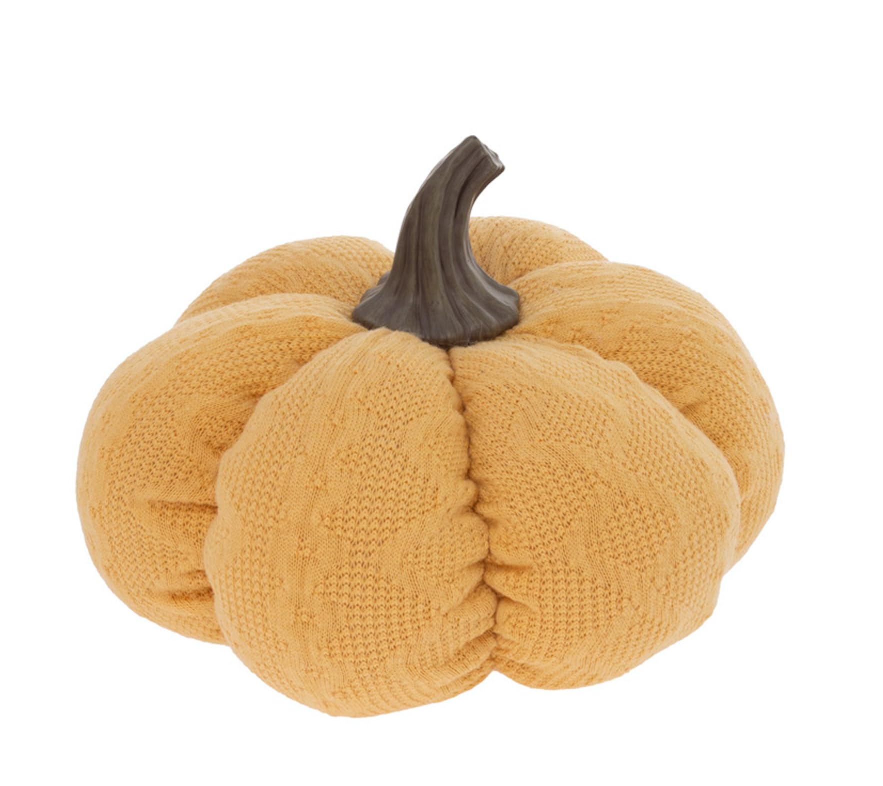 Boston International Fabric Pumpkin Tabletop Mantel Shelf Fall Autumn Thanksgiving Halloween Decorations for Home, Small, Saffron Yellow