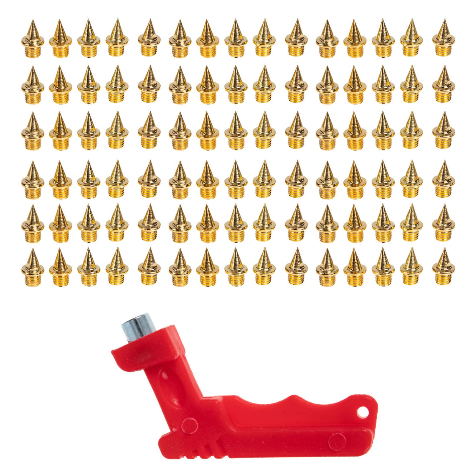 BESPORTBLEBESPORTBLE 1set Sprint with Running Cross Sprinting Lighter Weight: Pyramid for Wrench Red Anti- Slip Spikes Steel Spike Nails Country Replacement Short Shoe Track Sole Stainless Golden