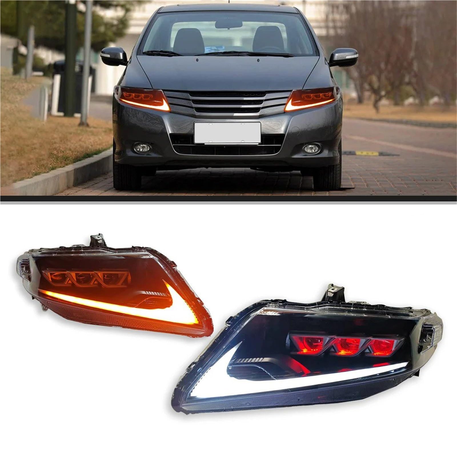 Fari Anteriori per Auto City 2008-2014, proiettori, luci diurne, Accessori per Auto, Gruppo Ottico Anteriore.