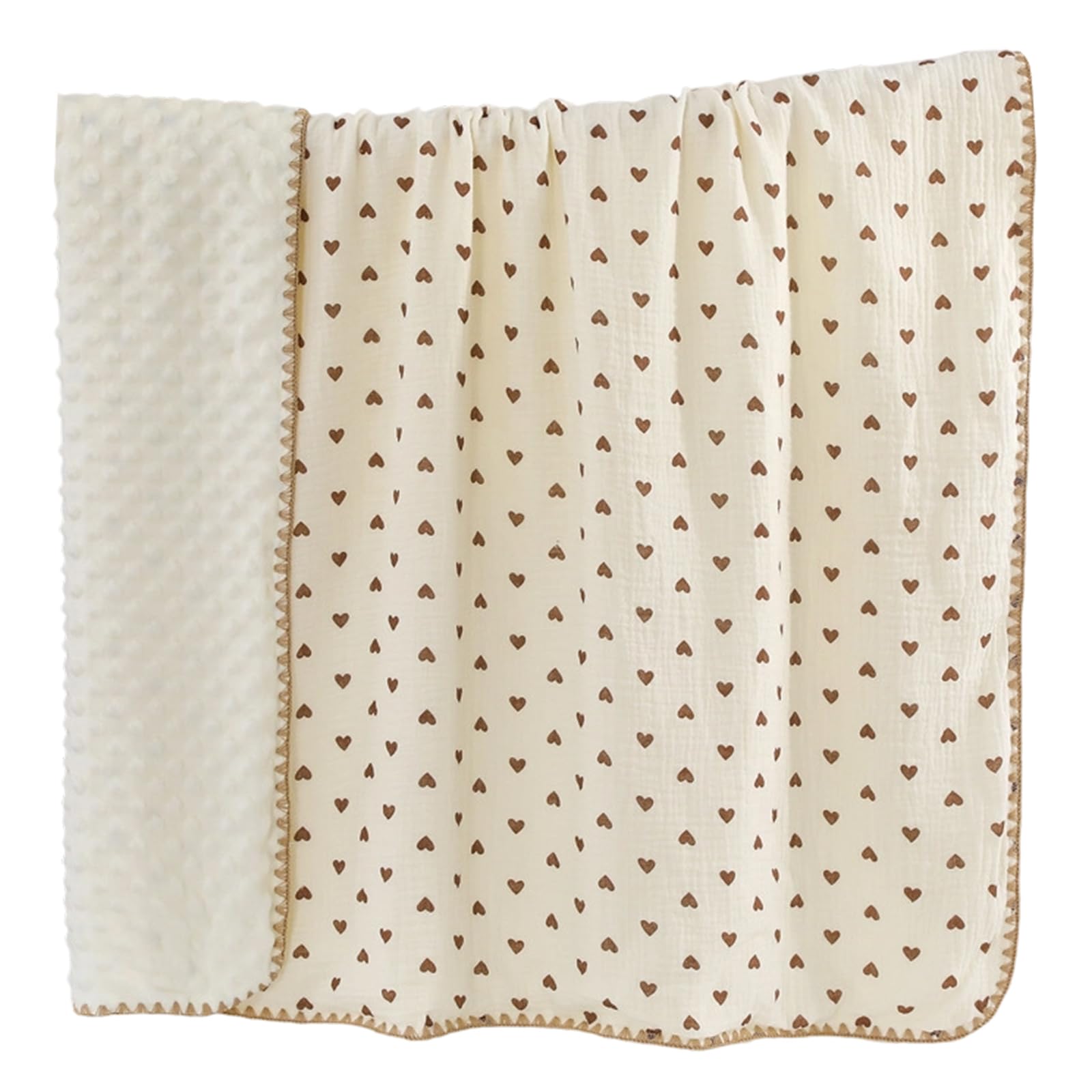 Kalttoy 3 Double-Layer Cotton Blanket with Dotted Fleece Trim, Breathable Multi-Purpose Bedding for Infant & Toddler Dotted Fleece Throw Blanket
