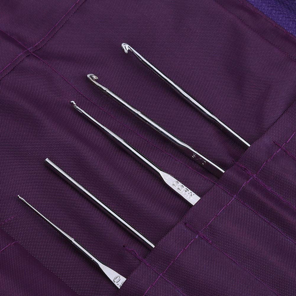 Kit de tejer 104 piezas, agujas de tejer circulares rectas de acero Juego de herramientas de tejido de gancho de ganchillo con bolsa de pu para principiantes, amantes del ganchillo experimentados