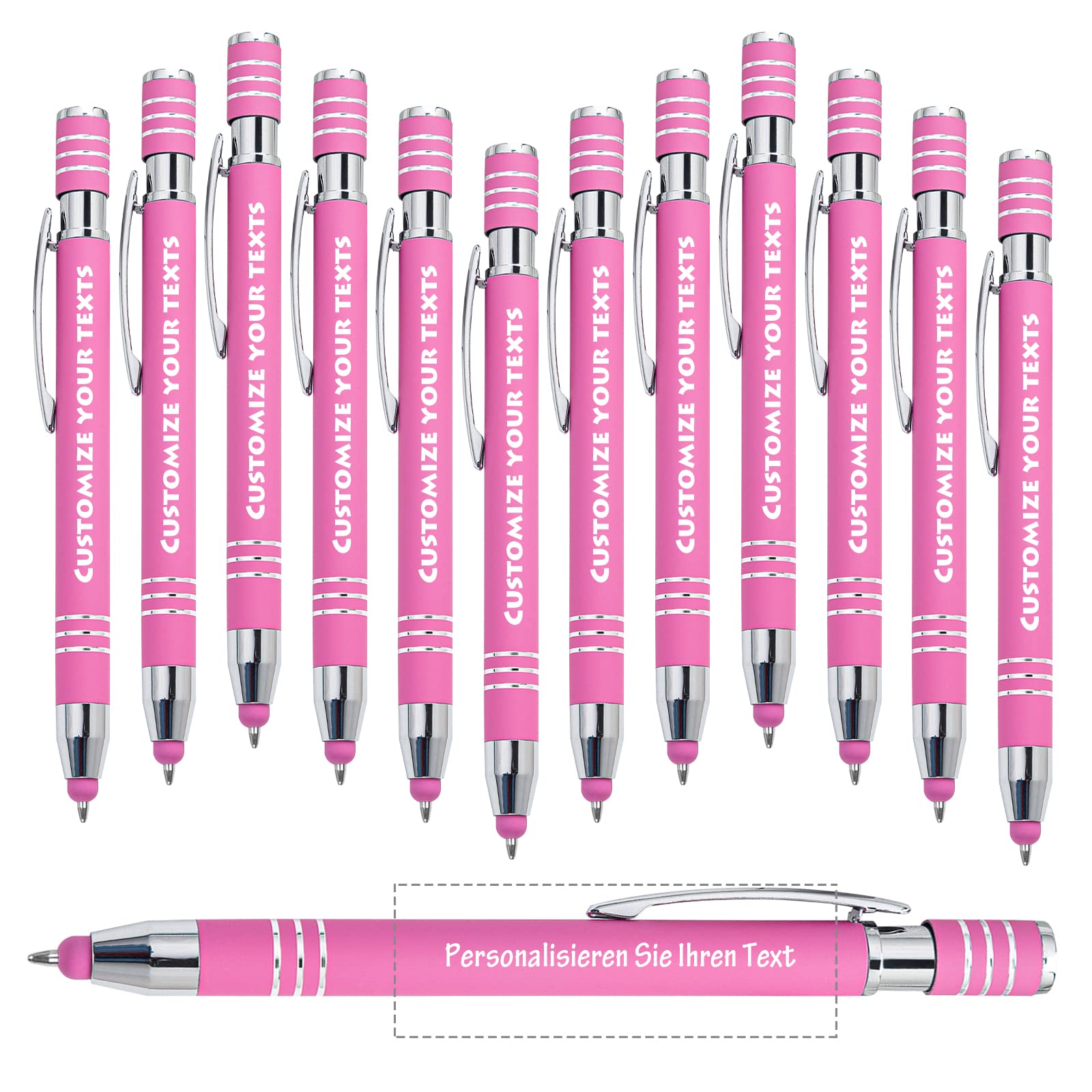 Custom Ballpoint Pens Touch Screen Pens, Ballpoint Pen with Touch Screen Pen, Enter Name, Logo or Message, 96 Personalized Pens with Engraving for Birthdays,Graduations