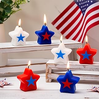 MTLEE 12 Pcs 4th of July Candle Patriotic Star Candle Red White and Blue Decoration for Independence Day July 4th Tea Lights for Table Centerpiece Home Decor Memorial Day Labor Party Supplies