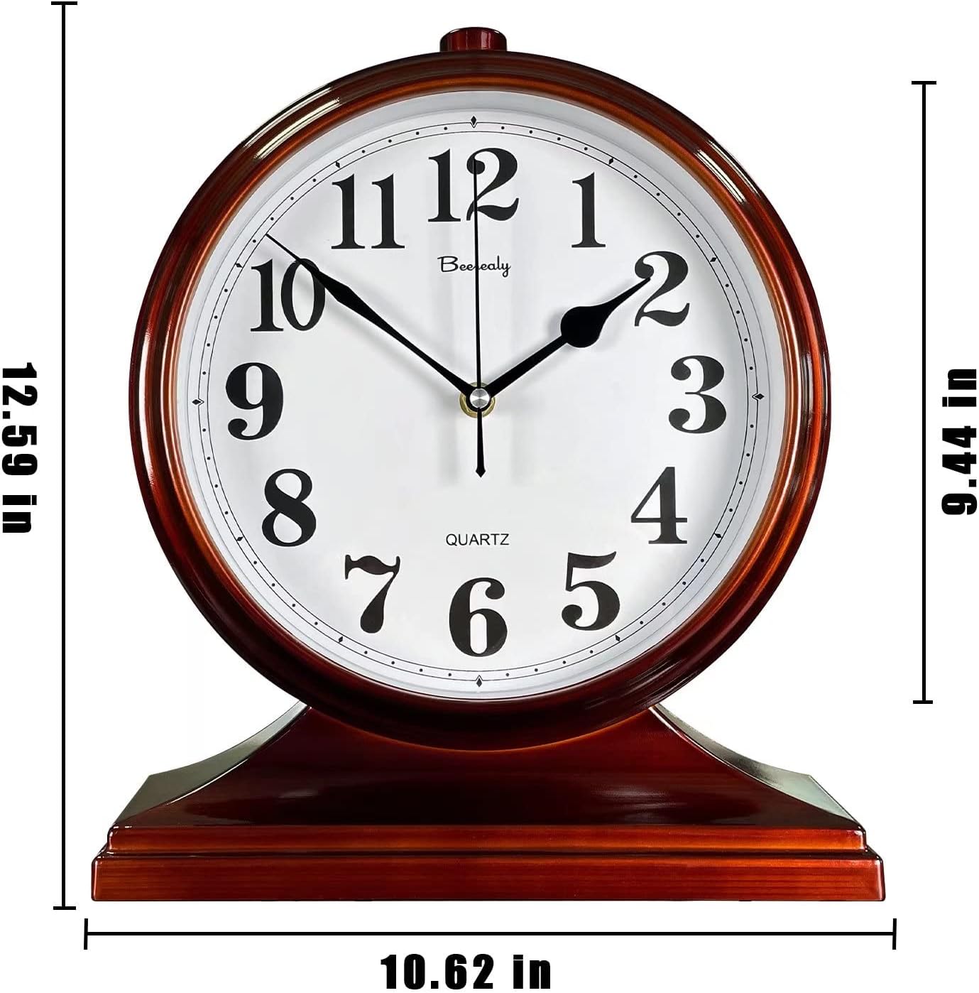 Desk Clock for Table Decor,Retro Mantel Clock Battery Operated for Fireplace Mantel, Living Room,Bedroom,Office,Desktop Decoration (Brown)
