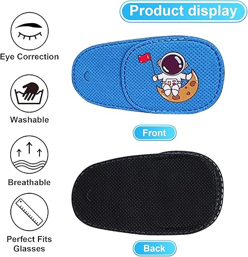Miniatura 3 de 6 parches oculares para niños y niños, parche azul para ojos izquierdo para gafas, parches oculares para niños con ojo perezoso, para ambliopía por