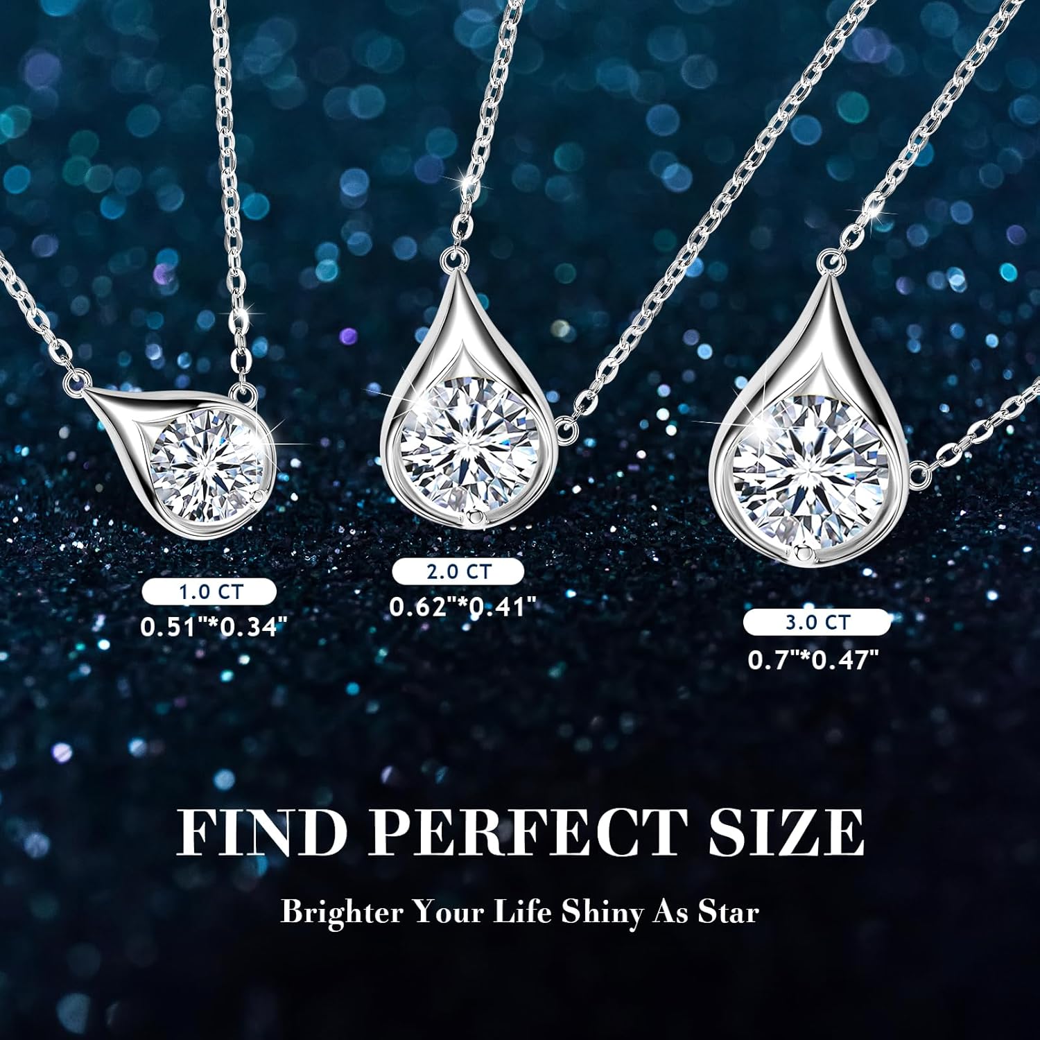 Moissanite Necklaces for Women, 1CT/2CT/3CT Solitaire Pendant with D Color VVS1 Clarity Lab Created Imitation Diamond 925 Sterling Silver Jewelry with Certificate of Authenticity - Image 4