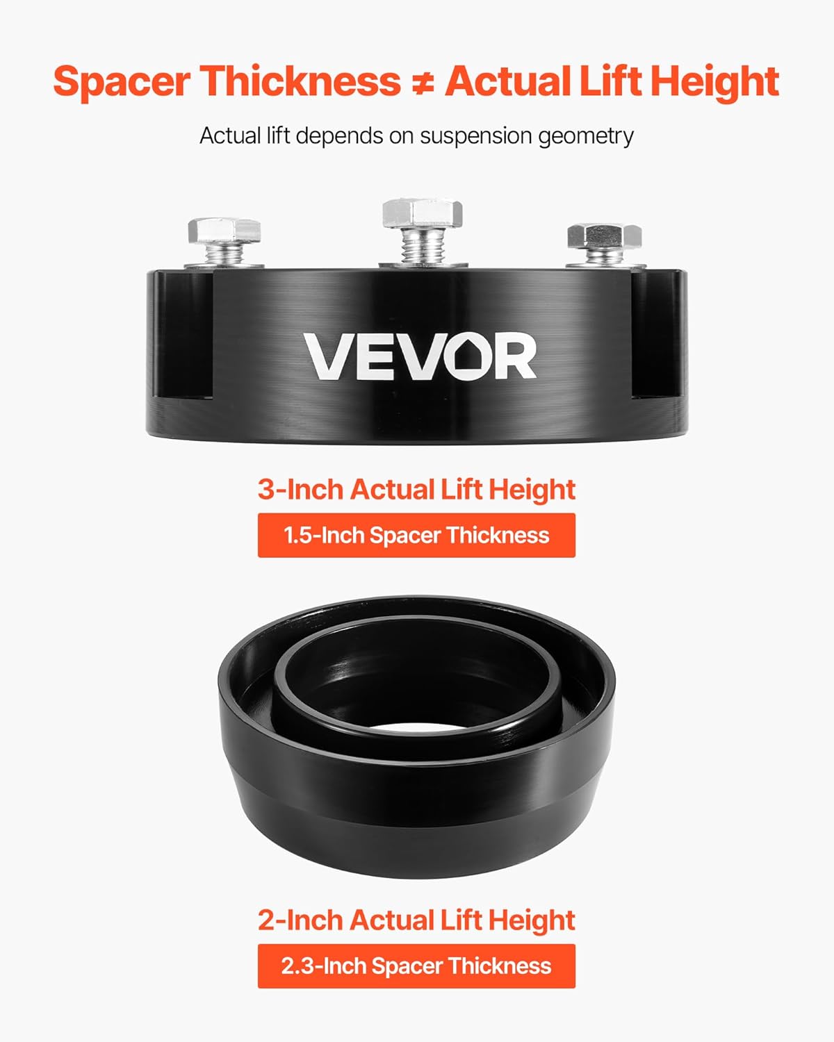 VEVOR 3 Inch Front and 2 Inch Rear Leveling Lift Kit for 2003-2022 Toyota 4Runner 2WD/4WD, 2007-2015 Toyota FJ Cruiser 2WD/4WD, Chassis Level Kit with 2 Bottom Strut Spacers and 2 Coil Spring Spacers