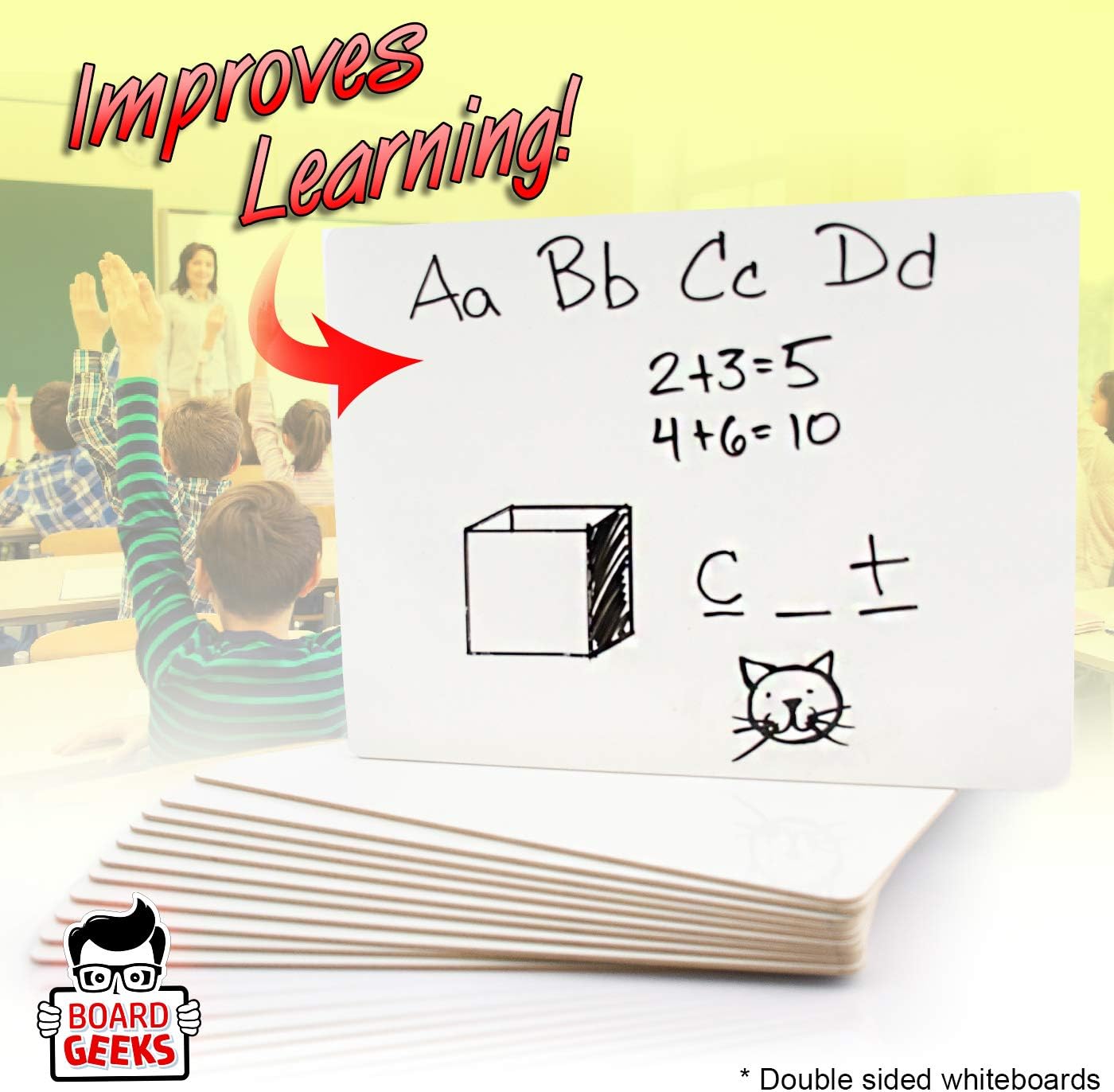 Dry Erase Lapboards | 9 x 12 inch Large Whiteboard | Pack of 12 White Board Set | Great for Teachers, Students, Children, Classroom | Reusable, Durable, Portable, Single Sided Whiteboard : Office Products