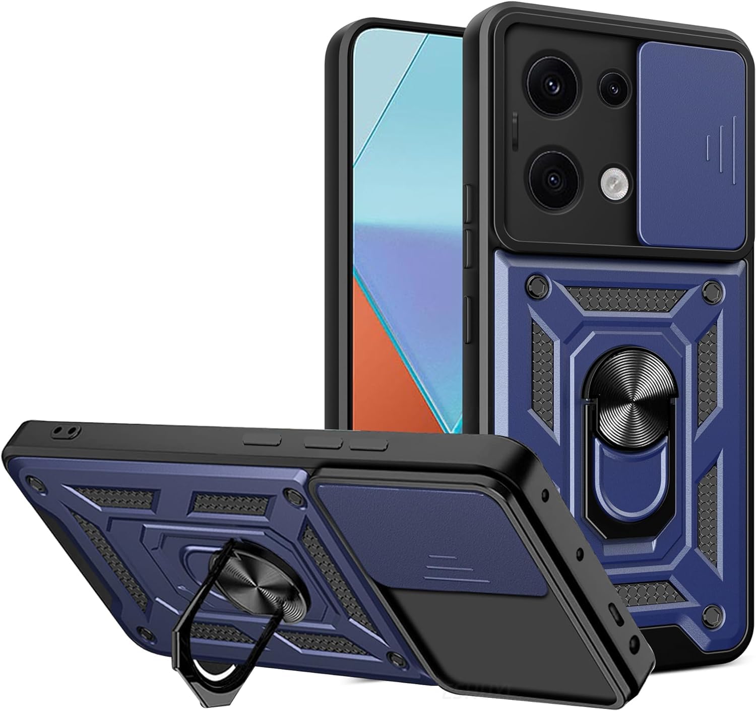 SkyTree Redmi Note 13 Pro 5G, Robotic Sliding Camera Window Shock Proof Thunder Case, Dual Layer Hybrid Armor Back Cover Case with Kickstand for Redmi Note 13 Pro 5G - Blue (B0CVV5CKNJ) Amazon Price History, Amazon Price Tracker