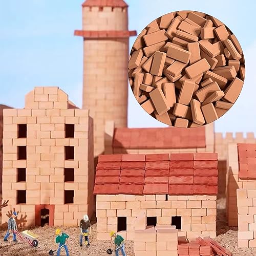 Miniatura 5 de 500Pcs Mini Bricks Mini Red Wall Realistic Tiny Bricks Miniature Bricks for Dollhouse Building Model Landscaping Accessories DIY Garden(135 Scale,