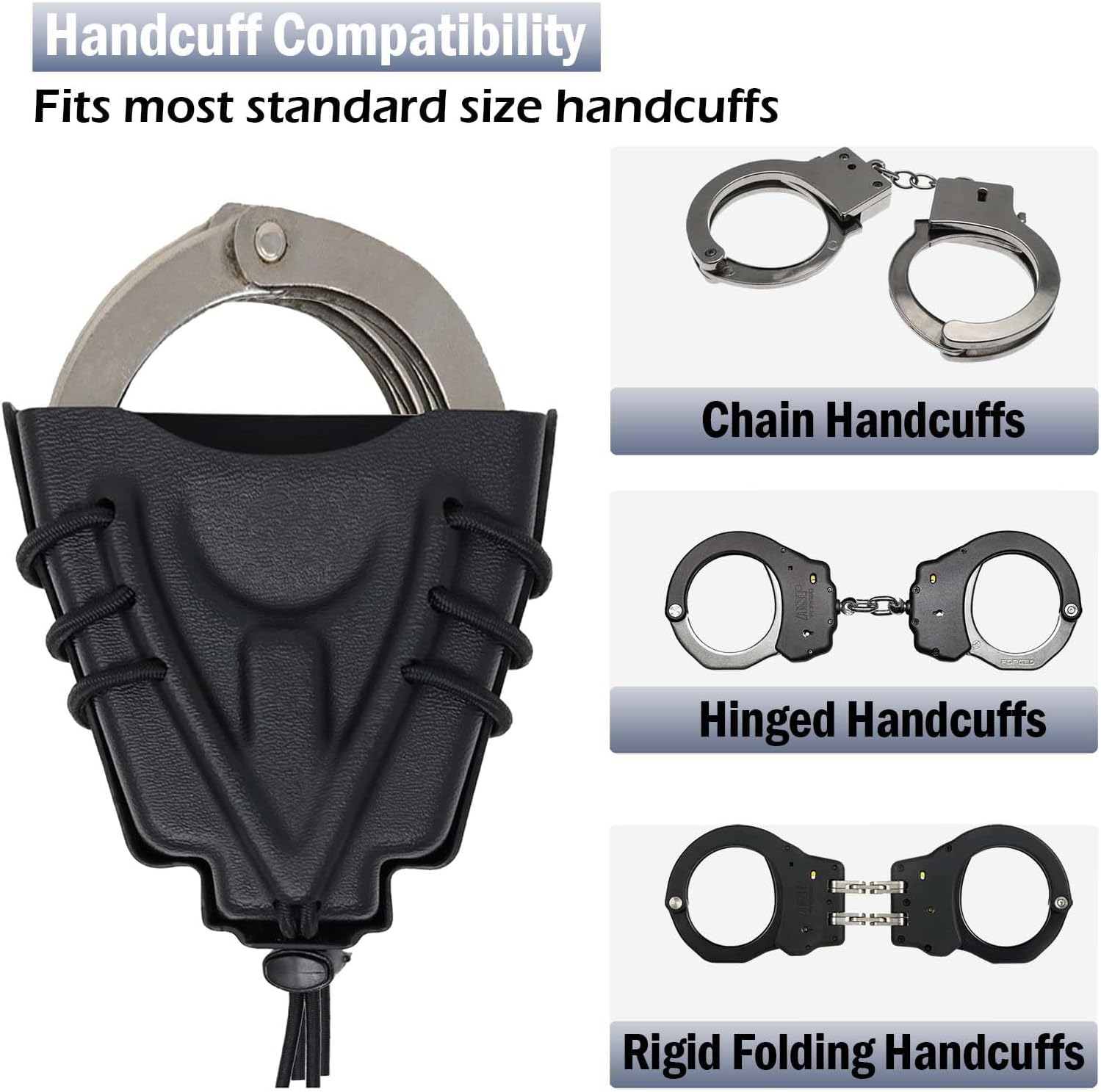 Molle Handcuff Pouch, Open-Top Handcuff Holster Cuff Case Fit Handcuffs Holder for Duty Belt and Handcuffs Holster (Double-A)