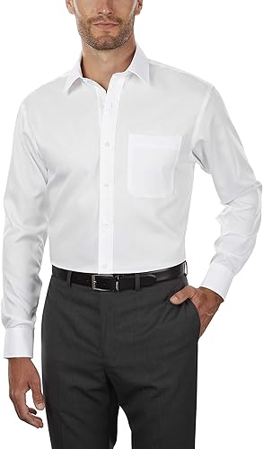 Tommy Hilfiger Camisa de vestir para hombre, ajuste regular, sin planchado, color liso