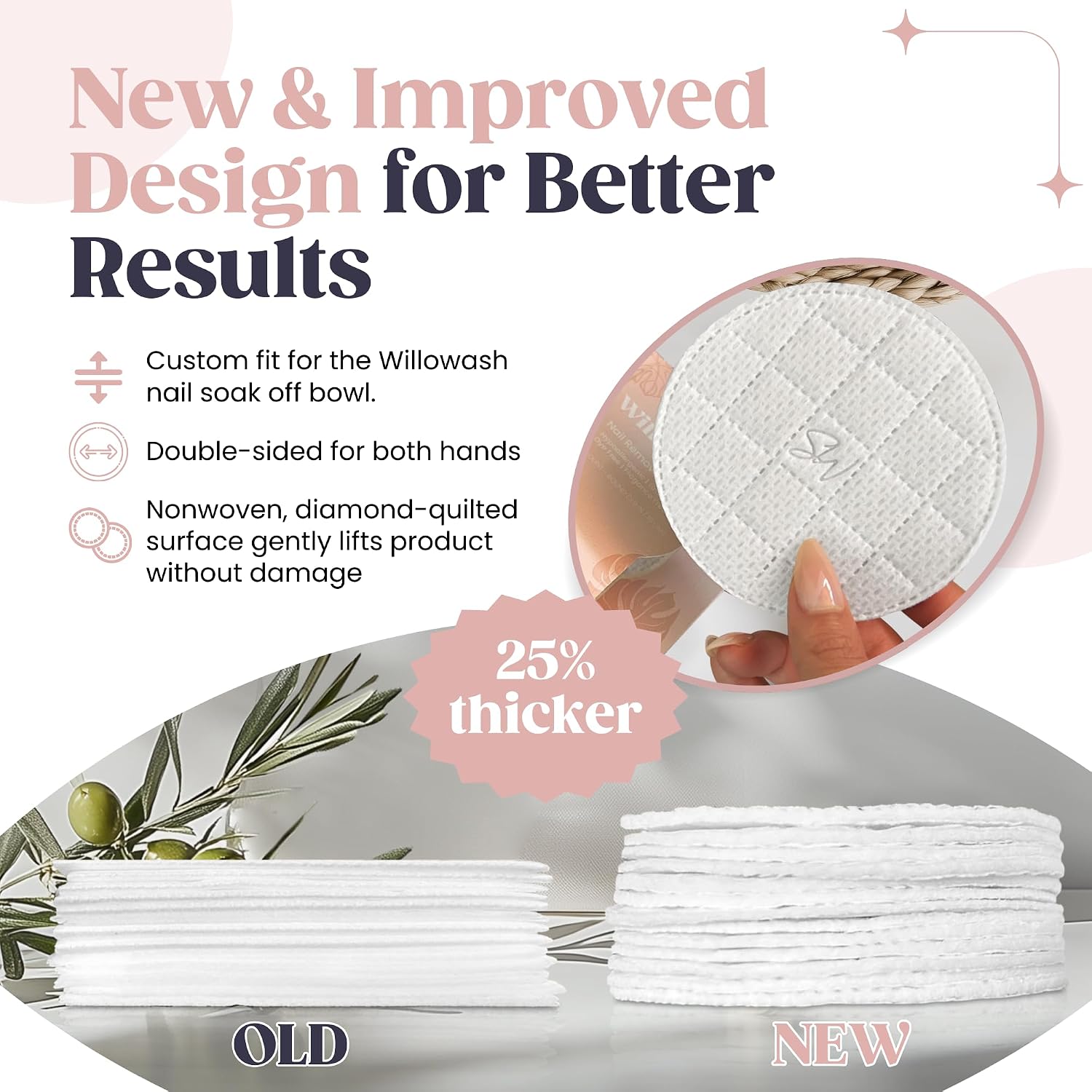 UPDATED Willopad Refills for Willowash Acrylic Nail Remover - 16 Count - Round - Willopads