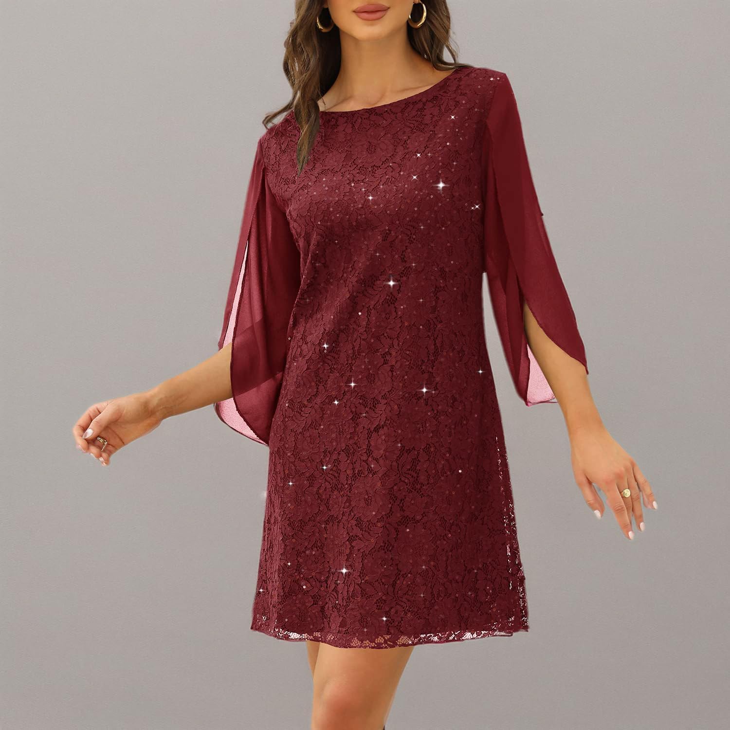 Wedding Guest Cocktail & Formal Dresses for Women - Lace Sequin Prom Evening Dress - Image 10