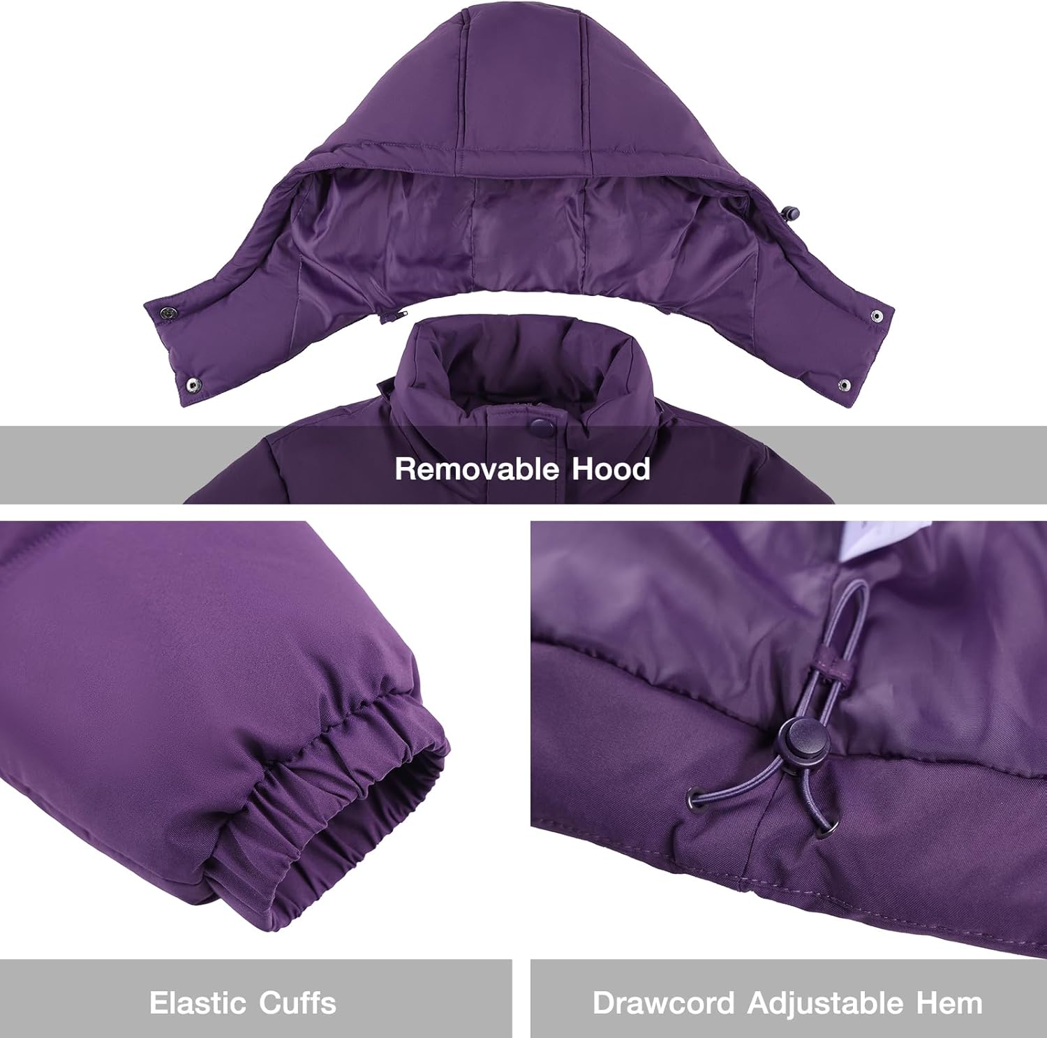 CAMLE CROWN Women's Puffer Jacket Coat Winter Warm Hooded Jacket Down Jacket Outerwear - Image 7