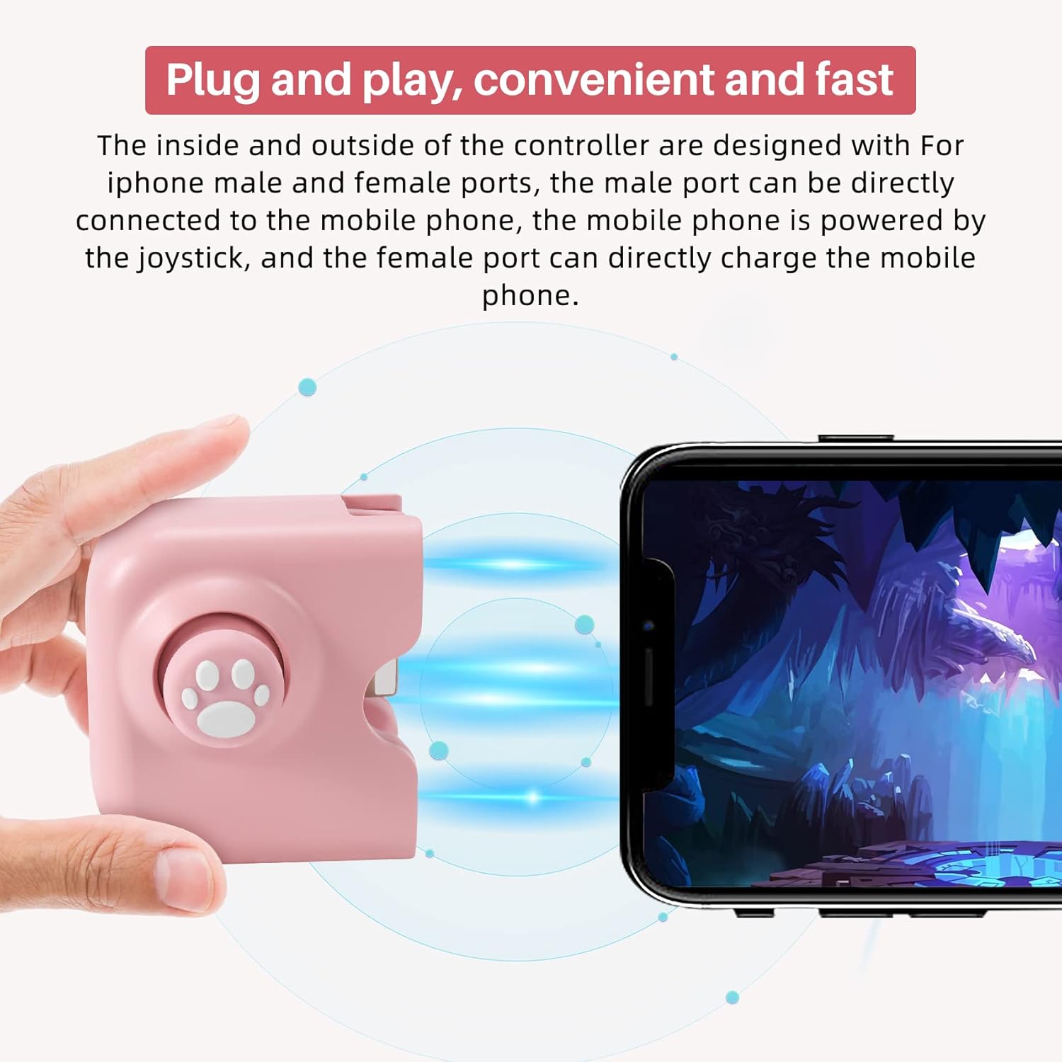 Mungowu for PUBG Game Controller Gamepad Phone Controller Joystick for with Charging Port for LOL CF Controller (Pink)