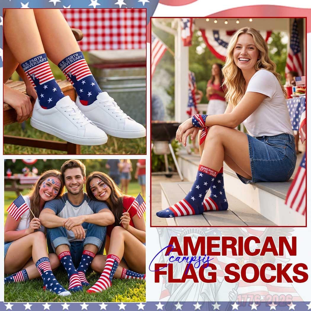 Campsis USA 250th Anniversary Crew Socks, Fourth of July Independence Day Novelty Socks