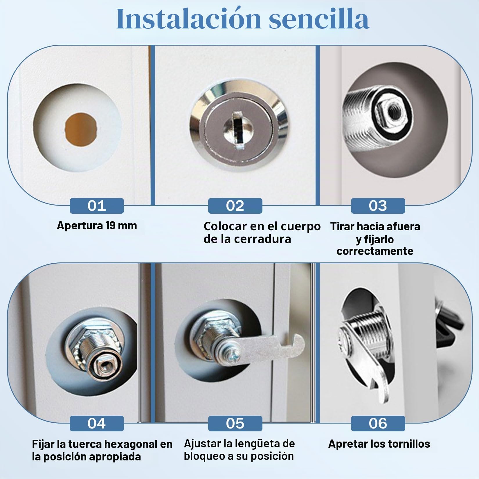 10 Piezas Cerraduras Taquillas 20 mm una llave Controla una Cerradura, Cerradura Taquilla Vestuario para Puertas de hasta 16 mm de Espesor