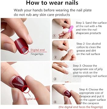 24pcs Short Square False Nails - Chocolate Brown Color Stick on Nails - Press on Nails Removable Glue-on Fake Nail Women Girls Nail Art Accessories
