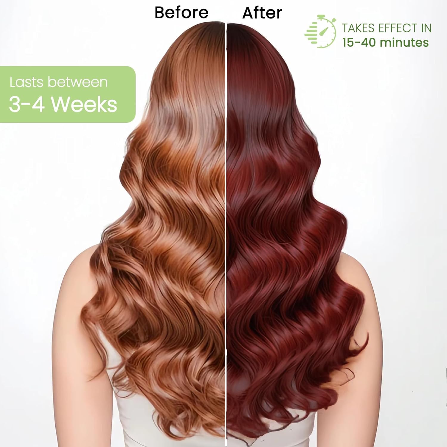 Hair Dye Shampoo 3-in-1, Instant Natural Hair Color Shampoo for Women Men 100% Gray Hair Coverage Champu Para Canas Mujer Dark Wine Red, Lasting 3-4 Weeks & Easy to Use & All Hair Types, 500ml - Image 3