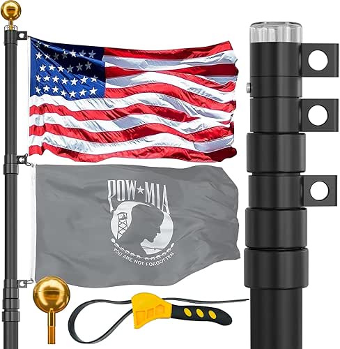 20FT Telescoping Flag Pole for Outside House, Extra Thick Telescopic