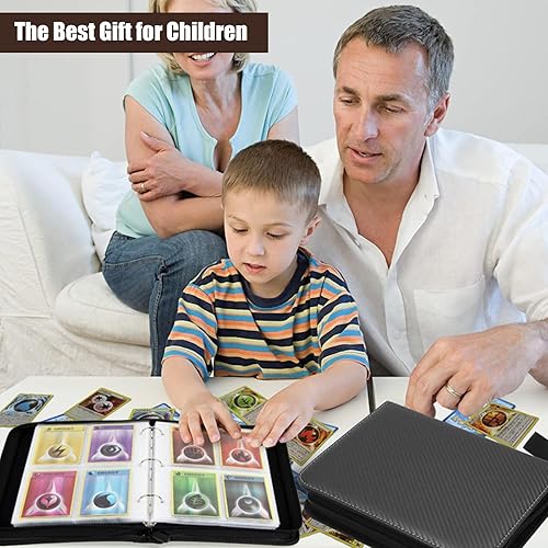 Miniatura 5 de Zxojd Carpeta de tarjetas de fútbol de 4 bolsillos, carpeta de tarjetas coleccionables con cremallera de alta calidad, 400 bolsillos de doble cara,