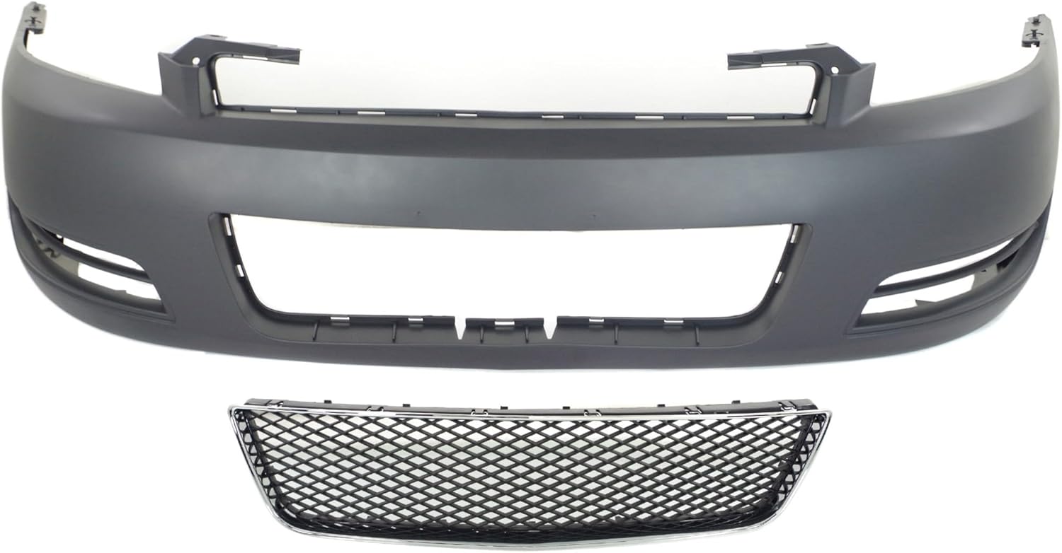 Garage-Pro Front Bumper Cover Kit For 2012-2013 Chevrolet Impala, Fits 2014-2015 Chevrolet Impala Limited, Primed with Grille, Chevy Impala Car Accessories - For LS Model, Without Fog Lights