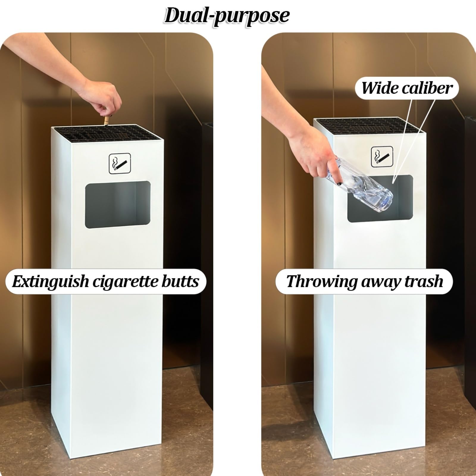 Heavy Duty Outdoor Ash Trash Bin, odporny na rdzę metalowy uchwyt do usuwania niedopałek z wyjmowanym wędlem wnętrznym do Garden Patio Hotel Park, oszczędność miejsca w pionowym projekcie