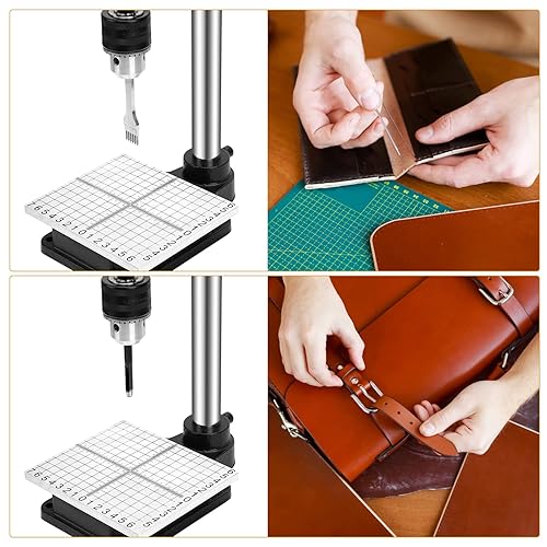 Miniatura 6 de Punzonadora de cuero para perforar agujeros de cuero, máquina de perforación de mano mejorada para manualidades, corte de agujeros, prensado de