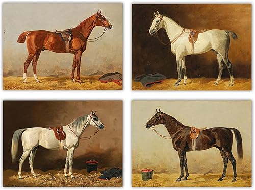 Miniatura 1 de Decoración de pared ecuestre  Juego de 4 pósteres de vaqueros occidentales para decoración de cafetería, bar, arte de pared para el hogar, regalos