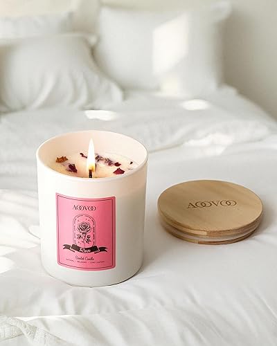 Miniatura 7 de AOOVOO Velas perfumadas de rosas para mujer, vela de aromaterapia con cristales en el interior, velas de soja de 10 onzas para el hogar, regalos de