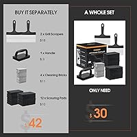 Vista 6 de Kit de limpieza de parrilla de 19 piezas para Blackstone, kit de limpieza de parrilla plana resistente, elimina las manchas fácilmente, 2 raspadores