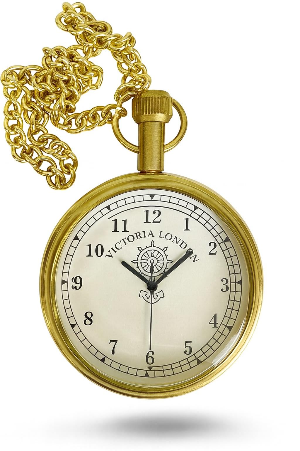Antique Vintage Brass Pocket Watch Clock with Chain, Handcrafted, Rustic Vintage Home Decor Gift. Round Dial, Engraved Butterfly Design, Bronze Colour, Long Chain.-image-5