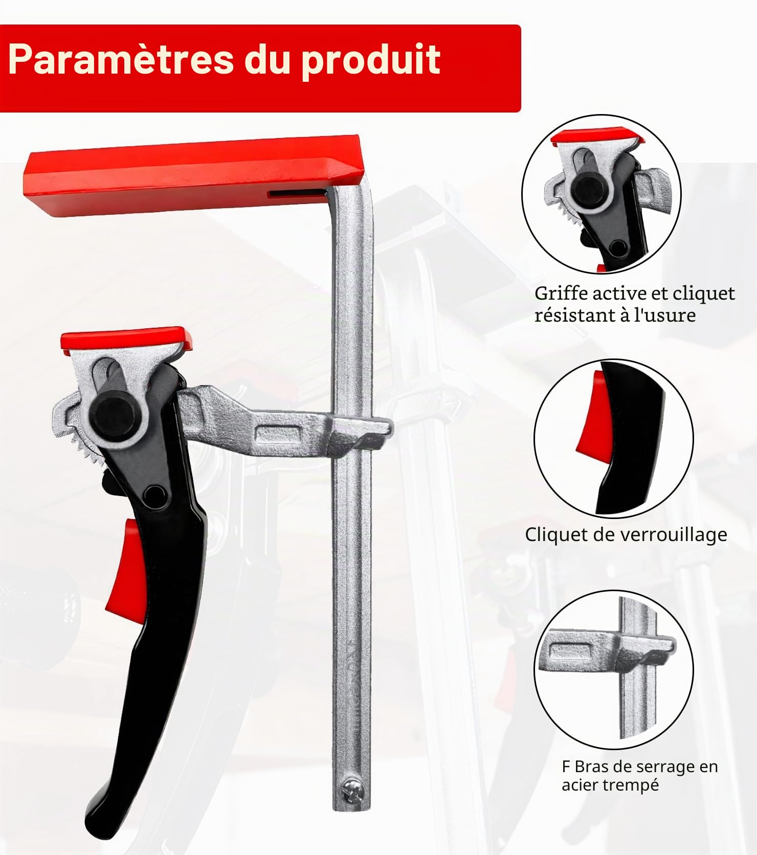Lot de 2 serre joints à levier rail en acier,serre joint rapide menuisier pinces et tendeurs 220kg,capacité de 160 mm projection de 60 mm Pour rail de guidage, coupe, fixation précise