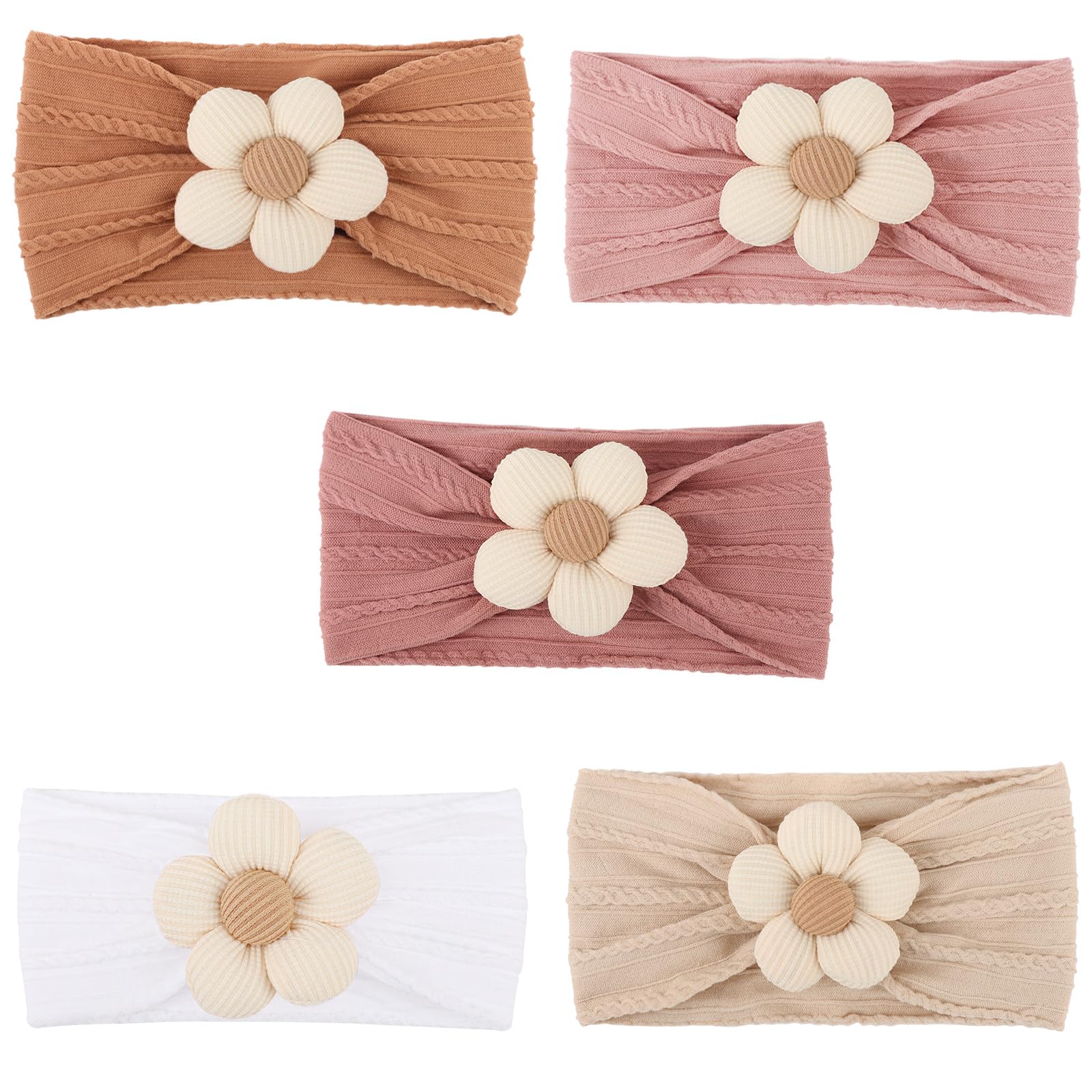 DRESHOW BQUBO Baby Nylon Headbands Flower Hairbands Soft Headband for Baby Girls Newborn Infant Toddlers Hair Accessories