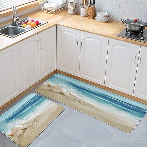 Juego de 2 alfombras de cocina acolchadas antifatiga para piso, juego de alfombrillas antideslizantes para oficina en casa, 15.7 pulgadas de ancho x