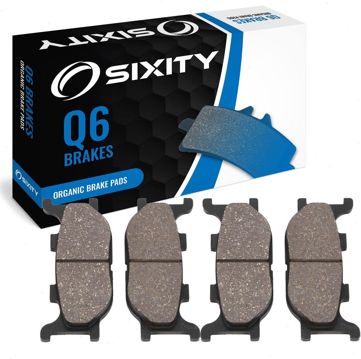 Sixity Q6 Front Organic Brake Pads compatible with Yamaha XVS1300 V Star 1300 Deluxe 2013-2014 Complete Set