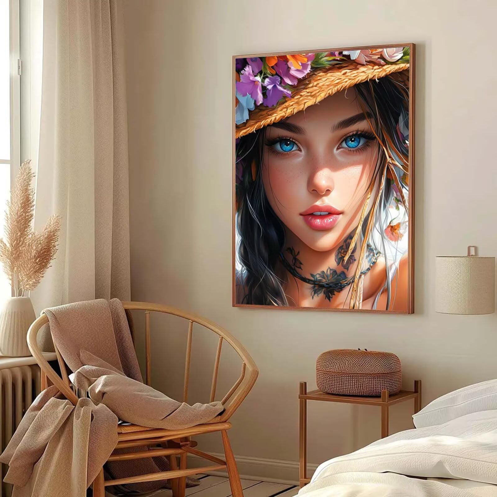 Beauté Peinture Numero Adulte, Avec Pinceau and Acrylique - 80x100cm j0-293 | Peinture par Numero Fleur-6, Activité Manuelle Adulte Débutants, Tableau Decoration Murale, Cadeau Femme, Sans Cadre