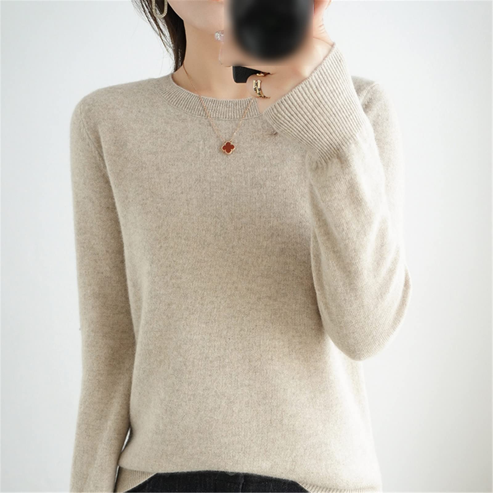 100% Lana Cashmere Maglione Donne O Collo Pullover Casual Maglia Top Autunno Inverno Cappotto