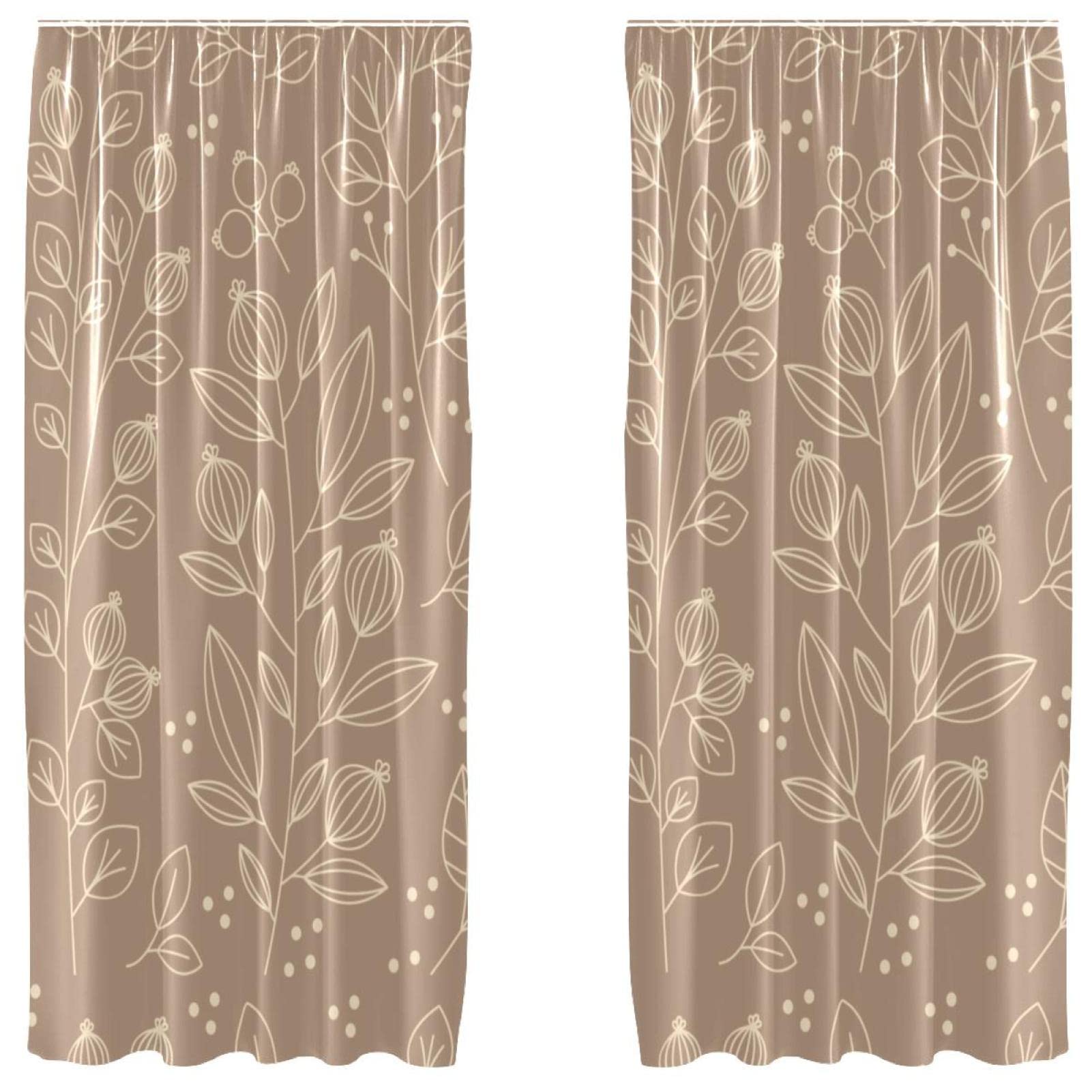Habillage de fenêtre rideau floral café clair salon chambre à coucher 139,7x213,4cm