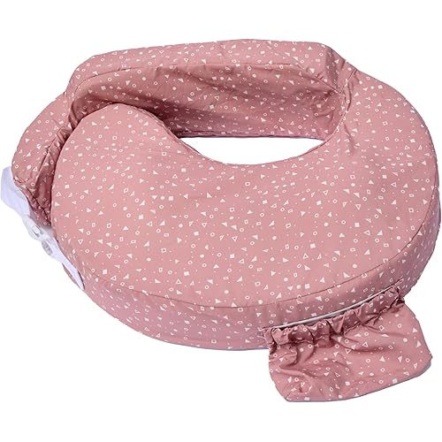My Brest Friend Original Nursing Pillow Enhanced Ergonomics Essential Breastfeeding Pillow Support for Mom & Baby W/Convenient Side Pocket, Double Straps & Slipcover, Dusty Rose Geo