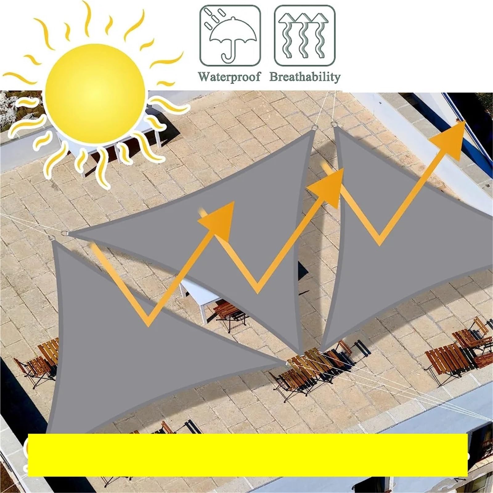 Lot de 2 pare-soleil triangulaires résistants aux intempéries avec cordes pour camping, voyage et protection Bleu roi 300 x 300 x 300 cm