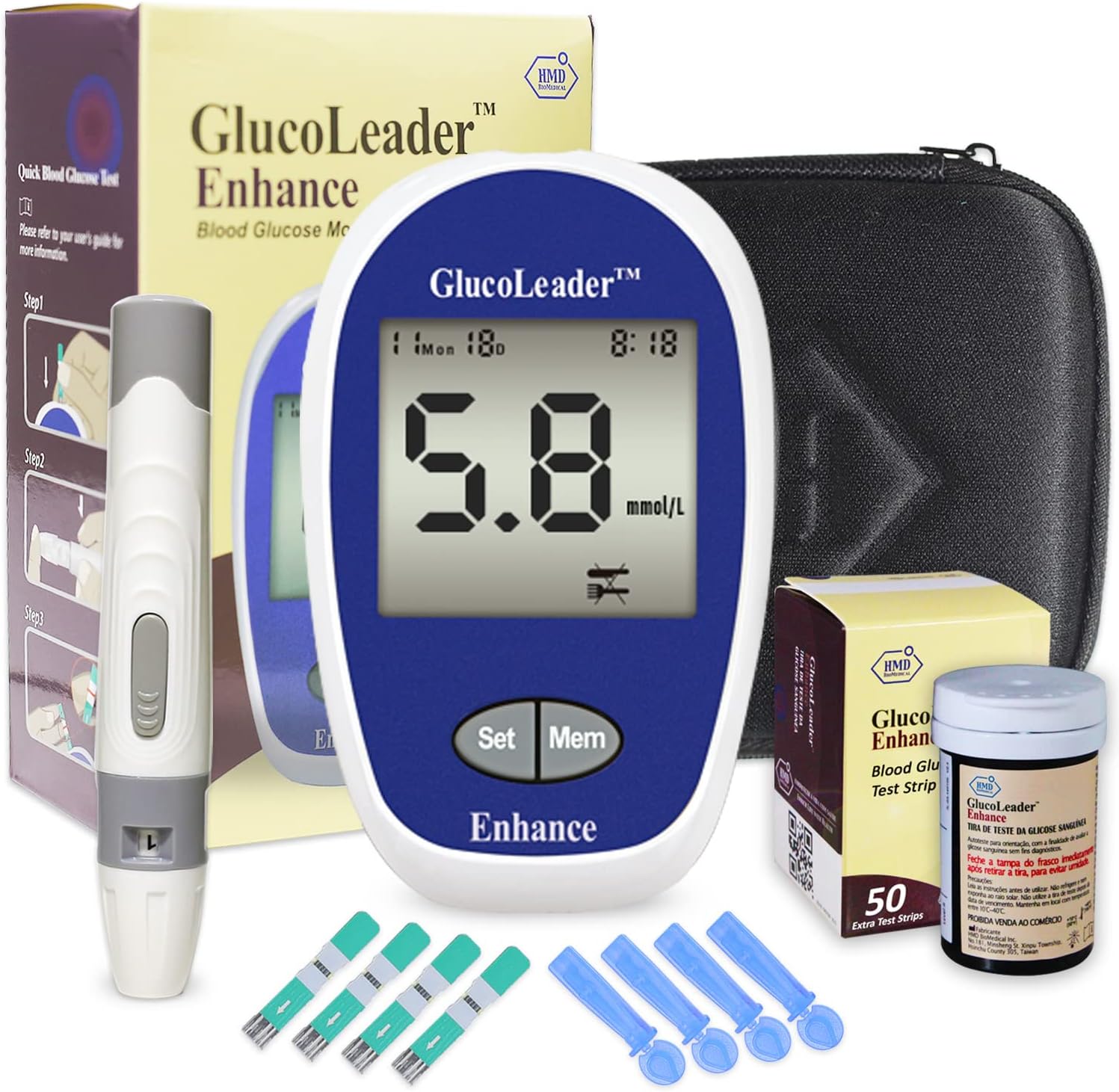 Glucoleader Enhance Blood Glucose Monitor with (10+50) Blood sugar Test