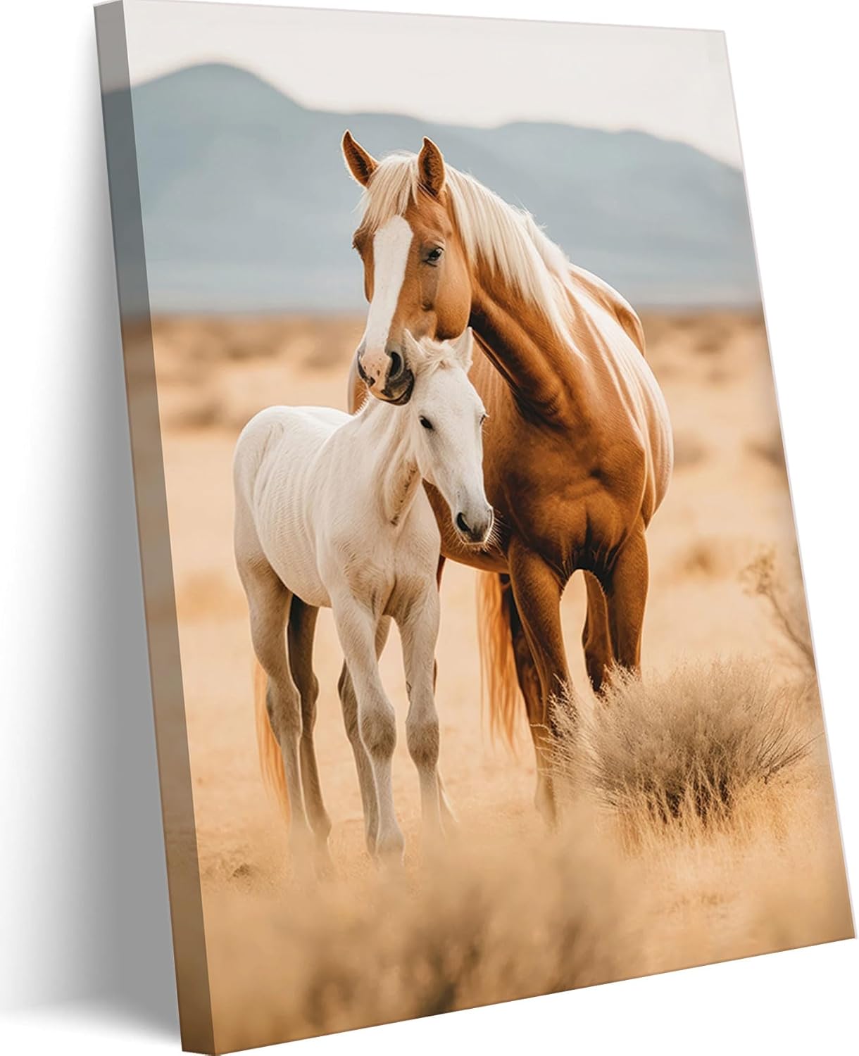 Farmhouse Horse Canvas Wall Art Country Style Colt Wall Decor Pictures Modern Farm West Animal Poster Painting Print for Living Room Bedroom Office Artwork Home Decoration 16x24in Framed