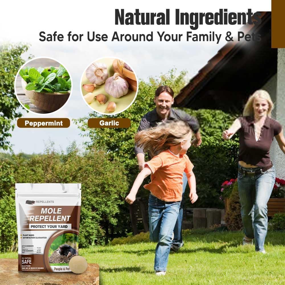 Mole Repellent for Lawns, Gopher Repellent, Vole & Groundhog Repellent Outdoor, Armadillo Repellent, Mole Deterrent for Yard, 5 Balls