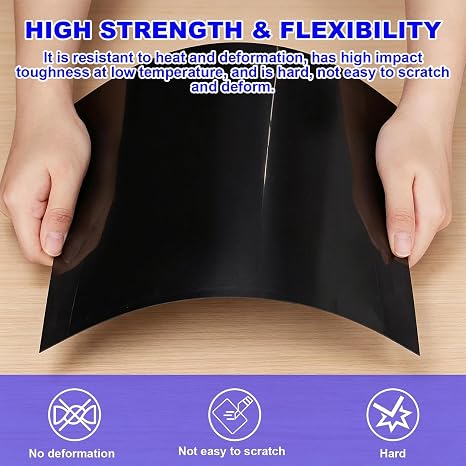 5Pcs Black ABS Plastic Sheet, 30x20cm Two-Sided Rigid Moldable Panel 2mm