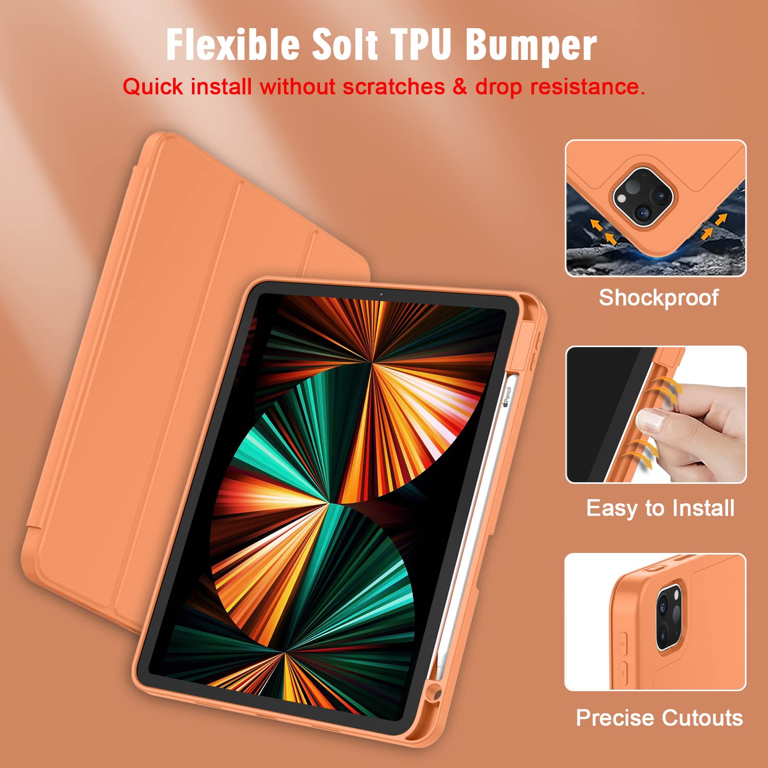 ZryXal Custodia per iPad Pro da 12,9 pollici 2022/2021/2020 (6a/5a/4a